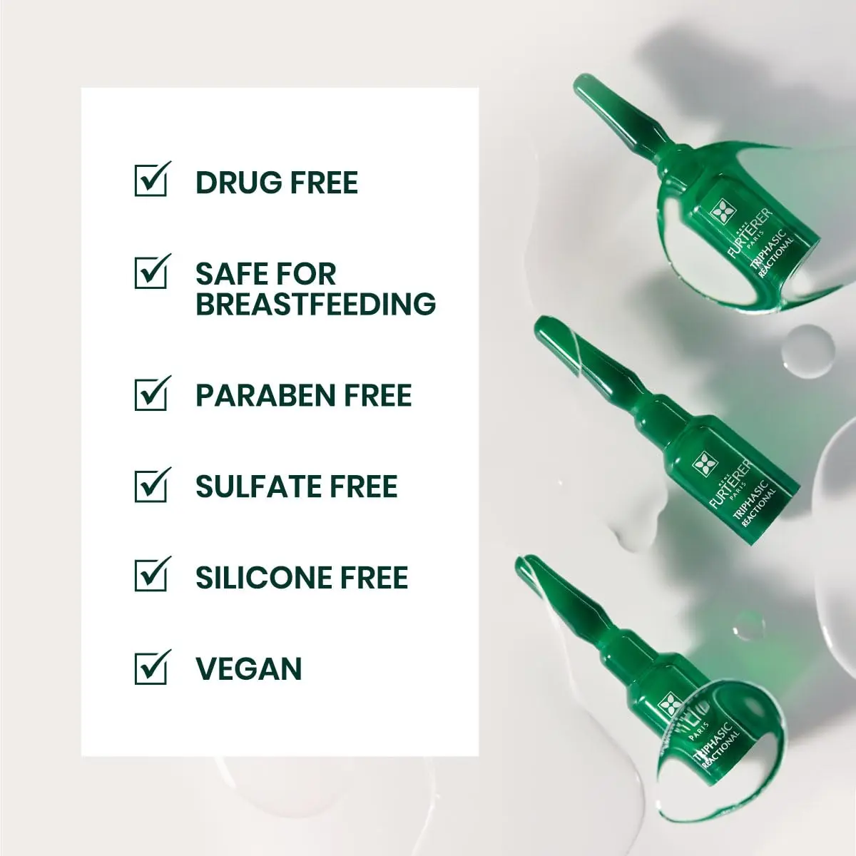 Rene Furterer Triphasic Reactional Anti Hair Loss Treatment for sudden hair loss, containing 12 vials.