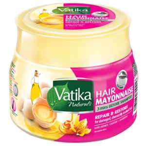 Vatika Naturals hair mask with honey, castor and marrow helps to repair damaged, dry and chemically treated hair, leaving it strong, healthy, and moisturized.