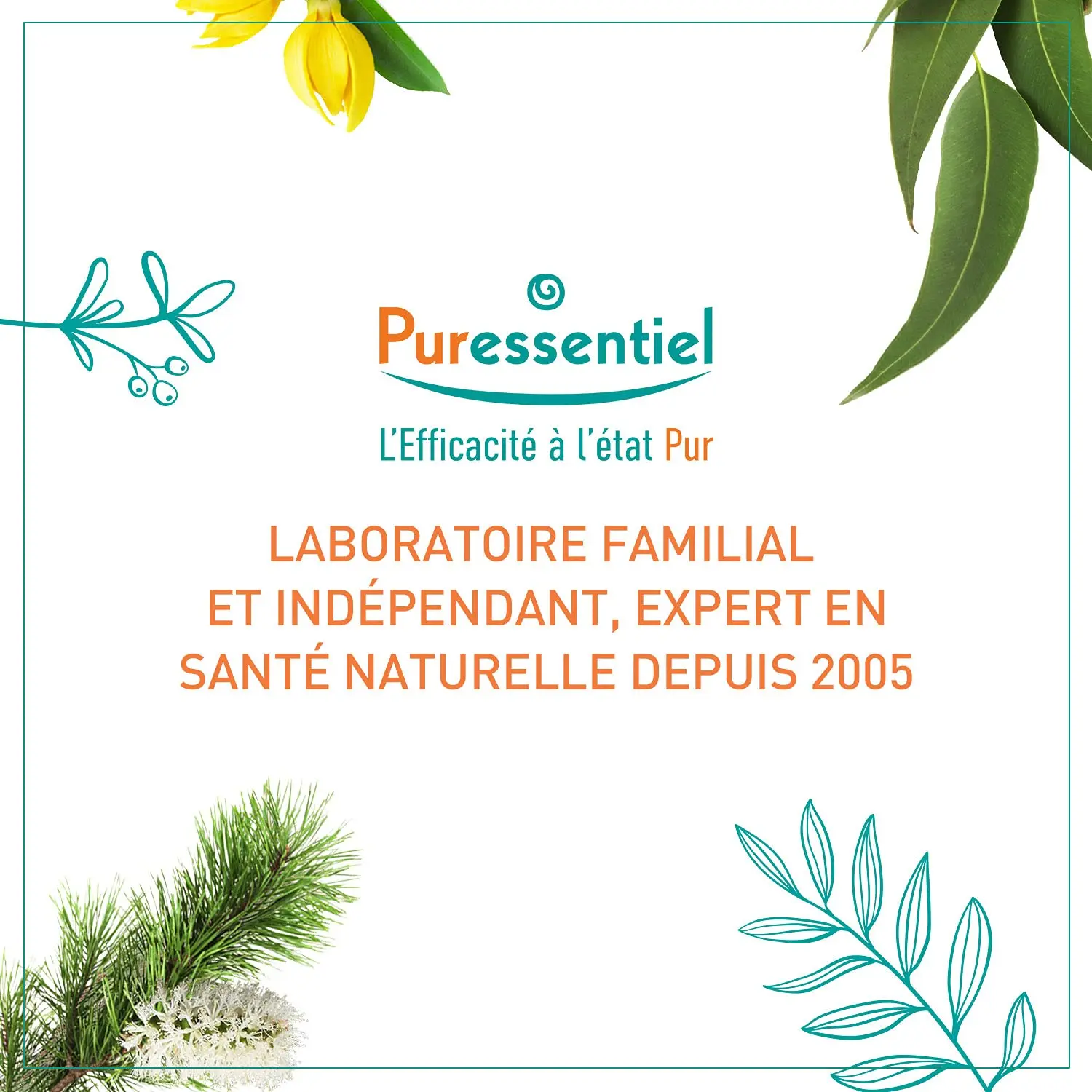 Puressentiel respiratory lozenges with thyme, pine, and eucalyptus honey soothe throat discomfort and tired vocal cords while supporting bee protection.