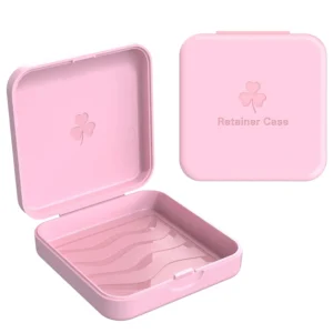 This pink retainer case is a high-quality orthodontic box, perfect for storing aligners, invisible braces, and other small dental products.