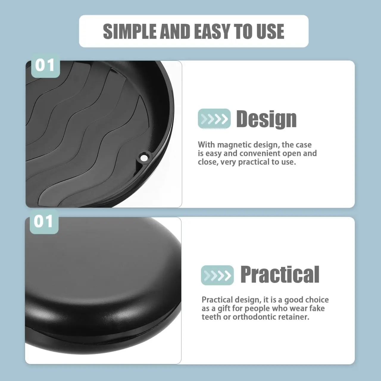 Alipis compact cube retainer case securely stores dental aligners, dentures, mouth guards and night guards, protecting them from dirt during travel.