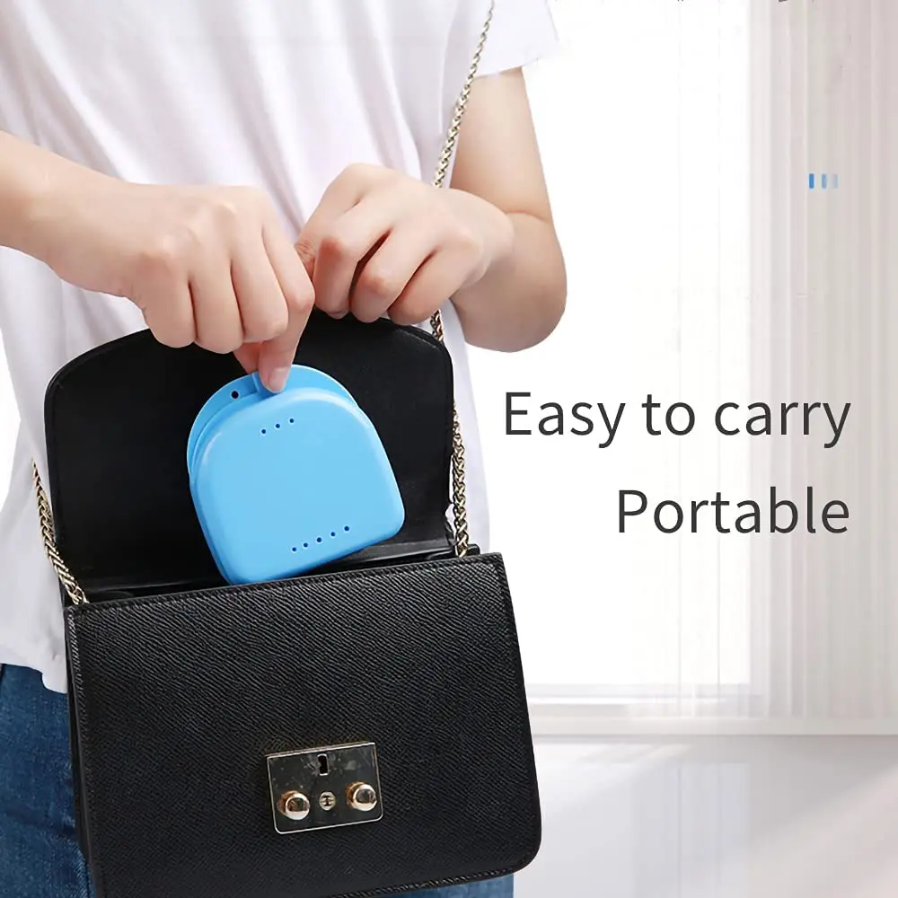 This 3-pack of retainer cases in pink, light blue, and white are light, portable and durable for storing mouthguards, dentures, and orthodontic appliances with a secure locking closure and vent holes for drying and cleaning.