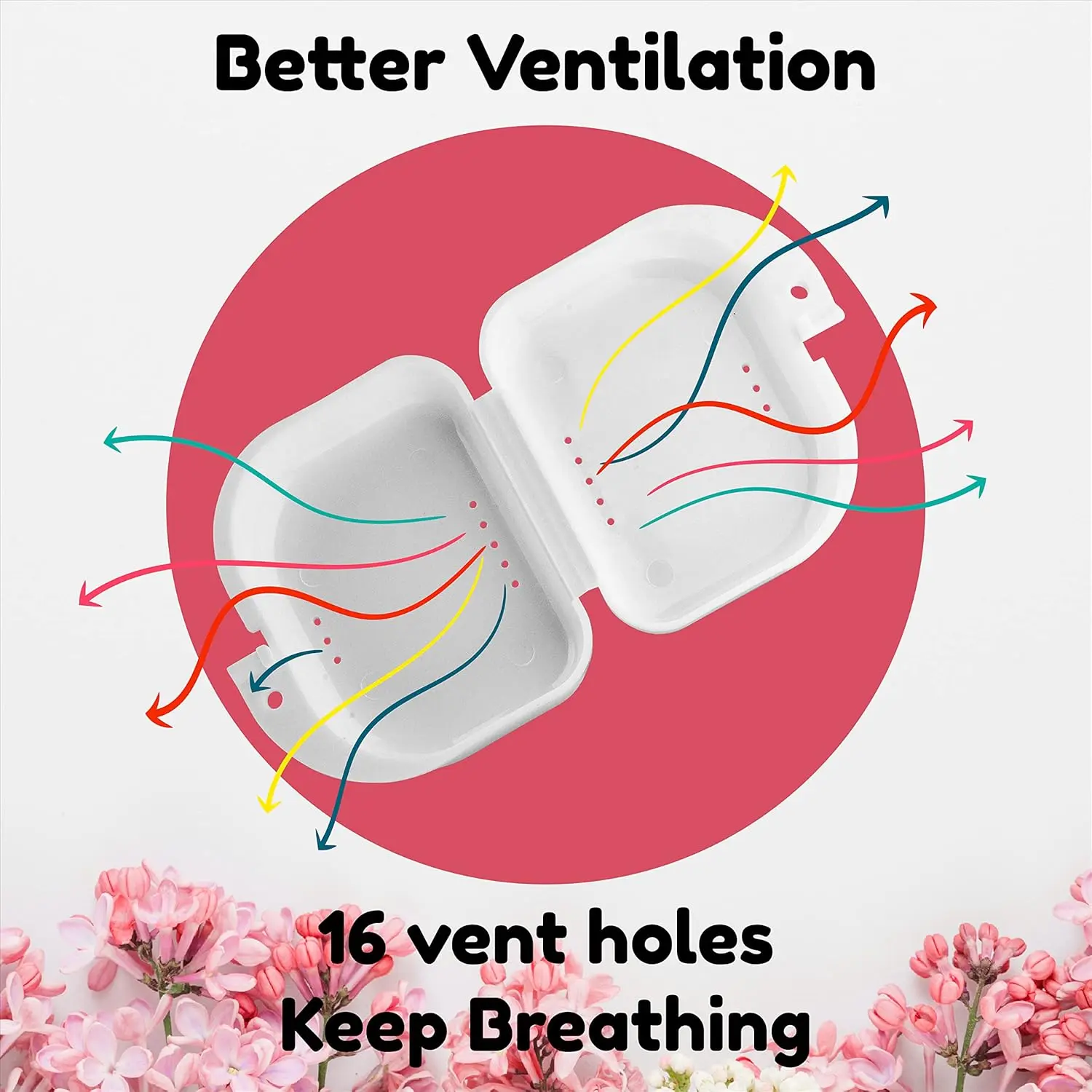 This white retainer case features a cute floral design, offering a durable and elegant way to store your mouthguard or night guard at home or while traveling.