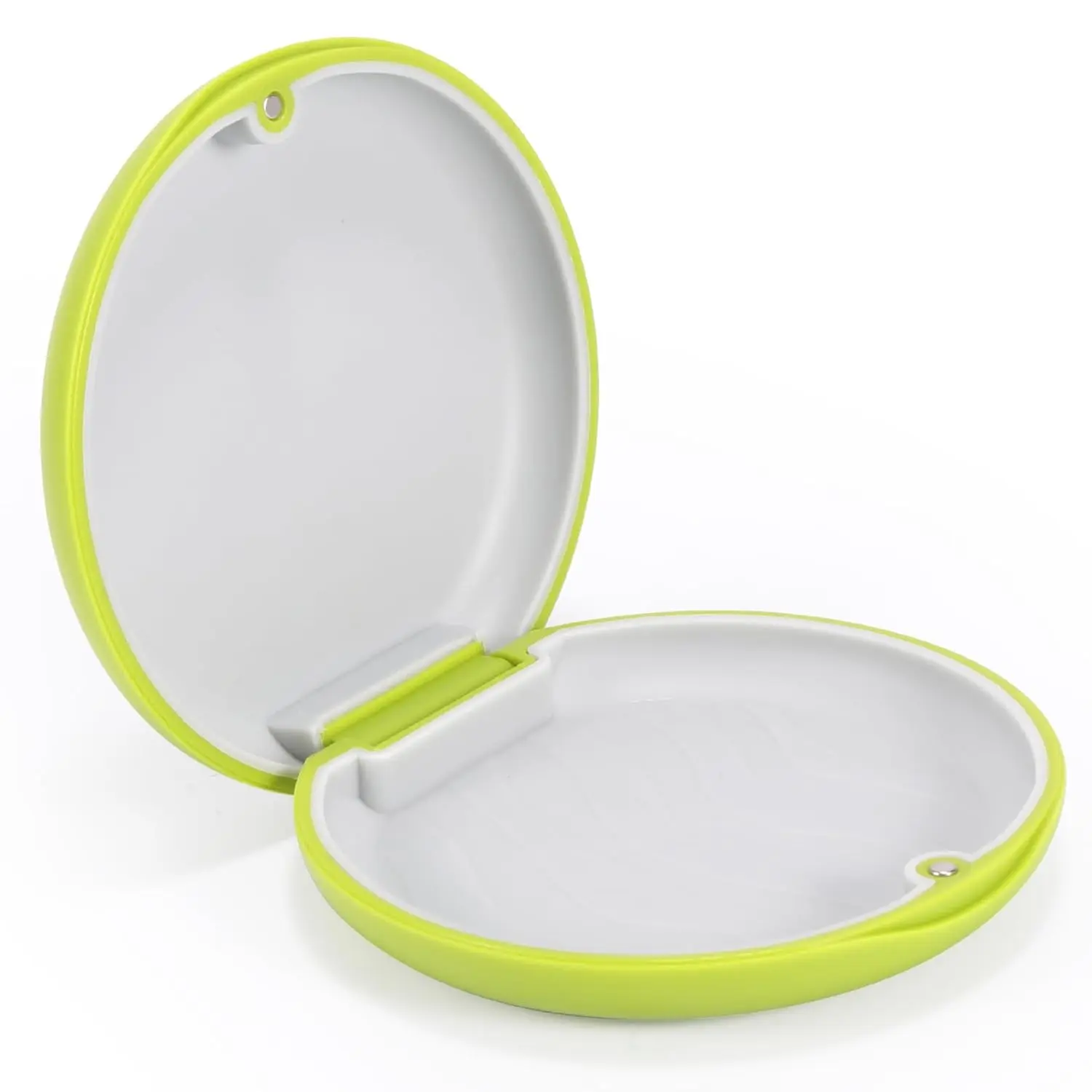 This cute pink retainer case securely holds your mouthguard or aligner, featuring a magnetic closure and waterproof design perfect for travel.