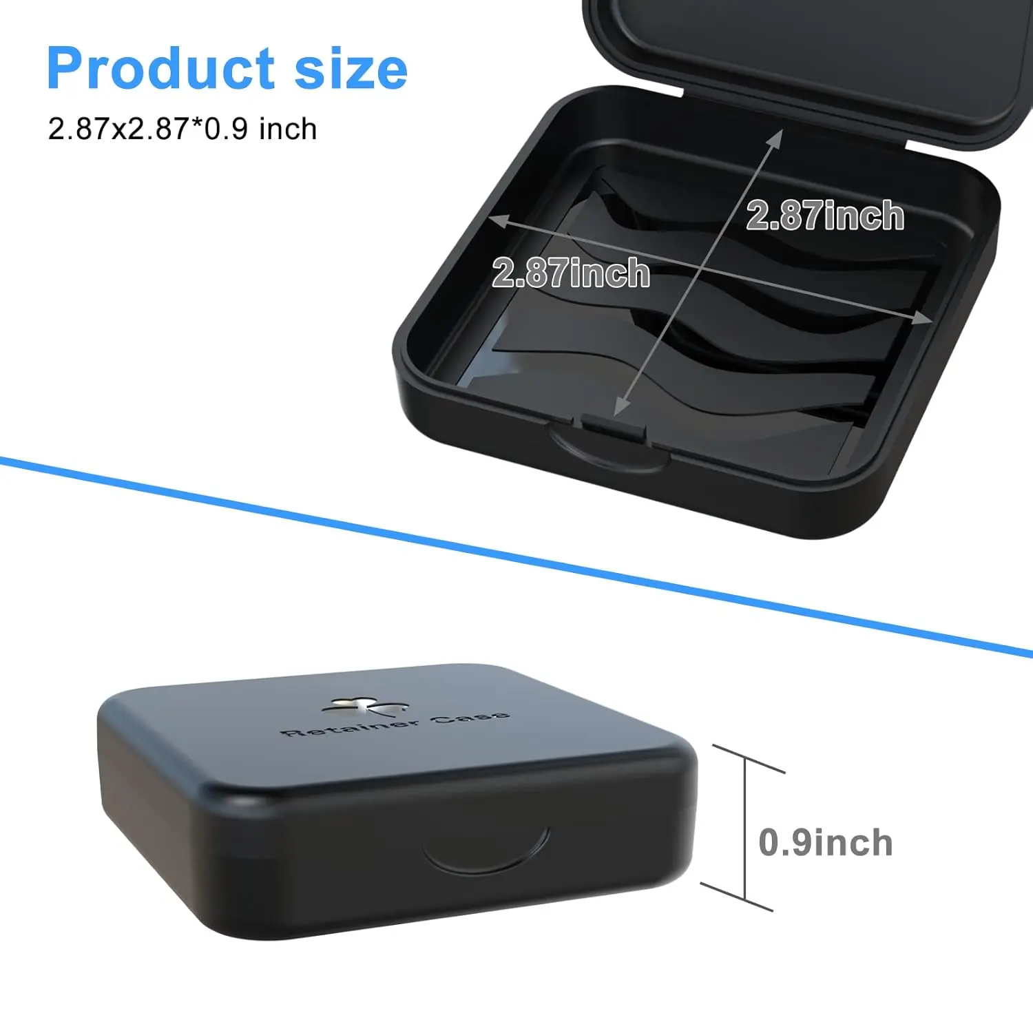 This 2 pack of black retainer cases securely stores aligners and mouthguards in a slim, portable design that's easy to clean.