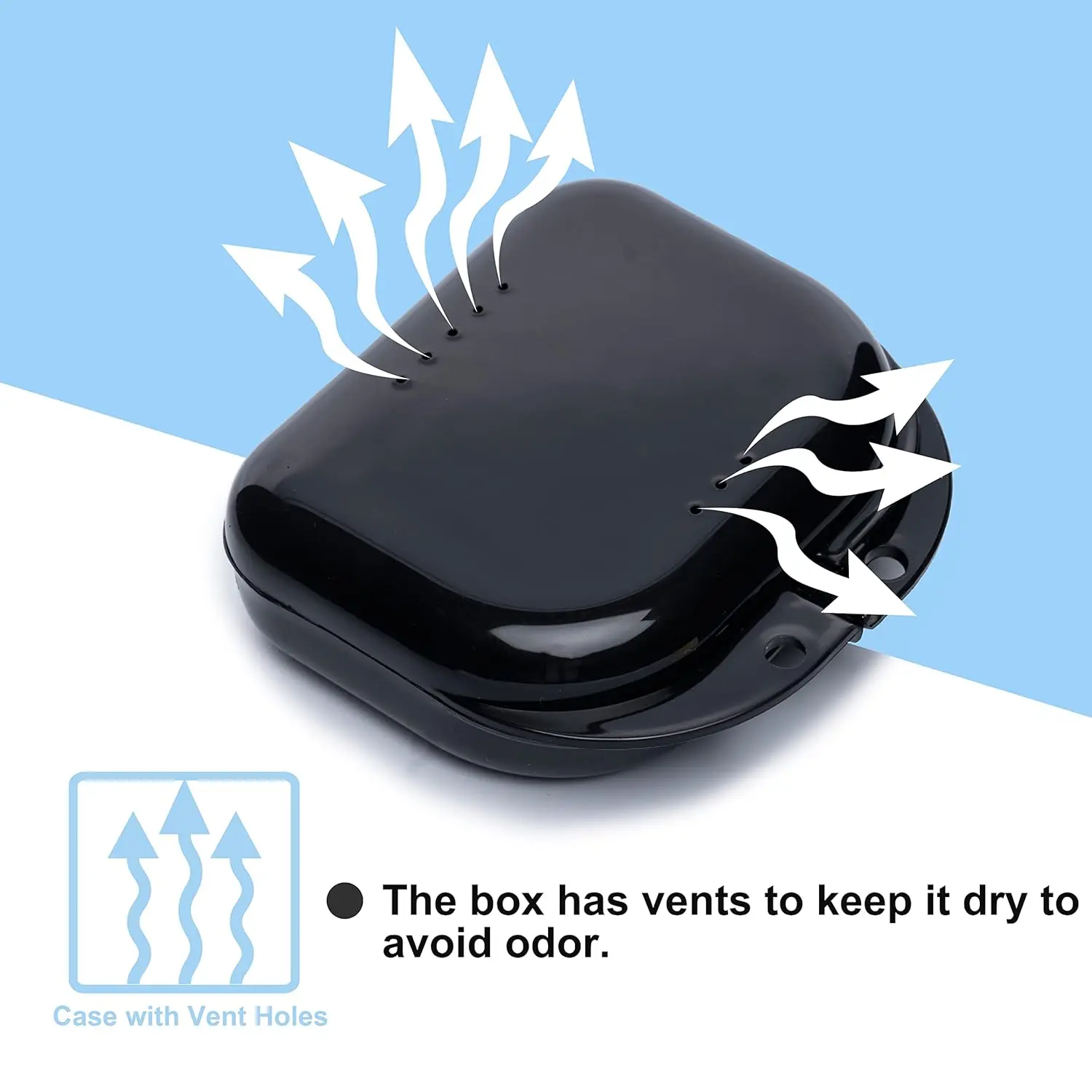 This 6-pack of rainbow-colored retainer cases with vent holes provides a clean, dry, and hygienic storage solution for mouthguards and dentures.