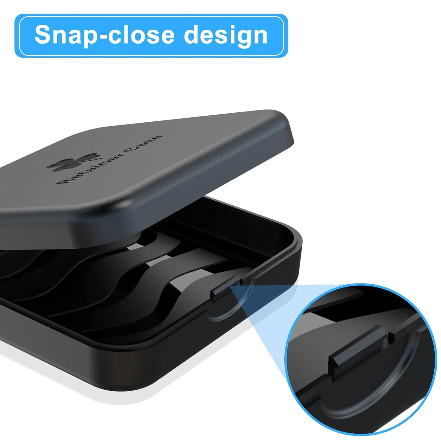 This 2 pack of black retainer cases securely stores aligners and mouthguards in a slim, portable design that's easy to clean.