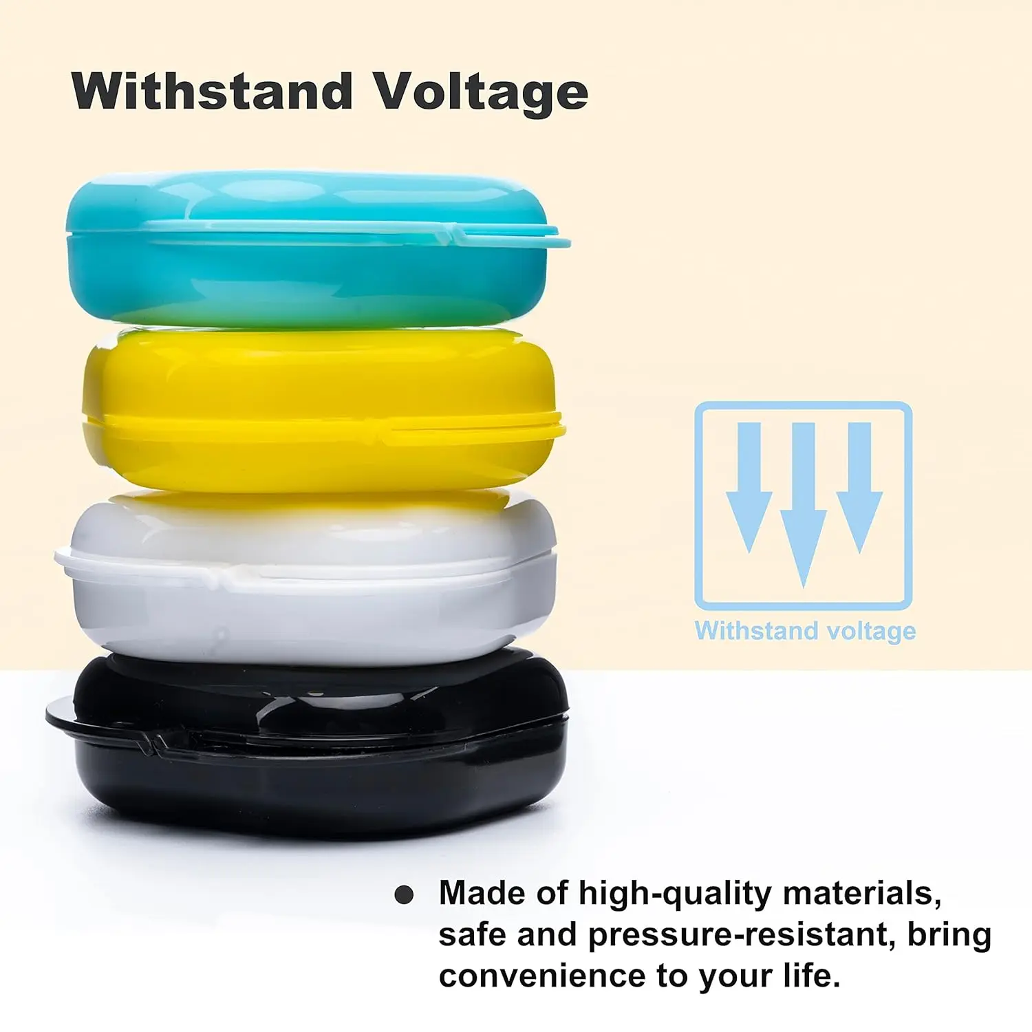 This 6-pack of rainbow-colored retainer cases with vent holes provides a clean, dry, and hygienic storage solution for mouthguards and dentures.