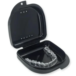 This small, durable retainer case with 16 vent holes provides ventilation for cleaning retainers, aligners, and mouthguards.