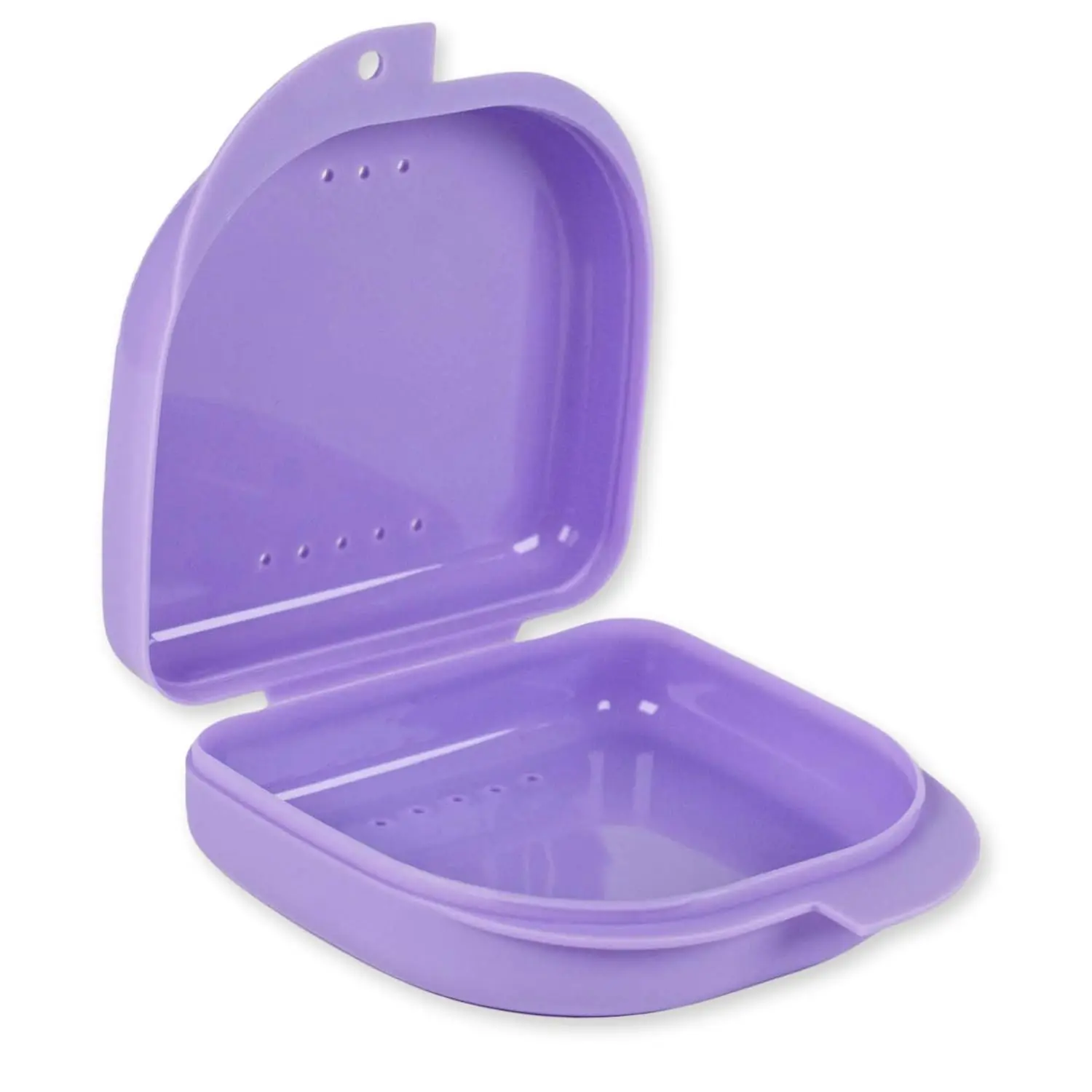 This small, durable retainer case with 16 vent holes provides ventilation for cleaning retainers, aligners, and mouthguards.