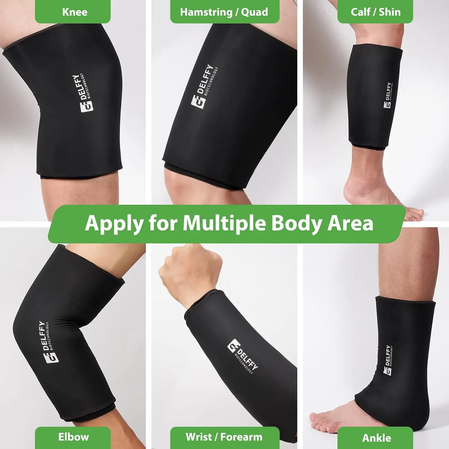This reusable ice pack sleeve provides 360-degree coverage for arm or leg relief and sport support using hot or cold compression.