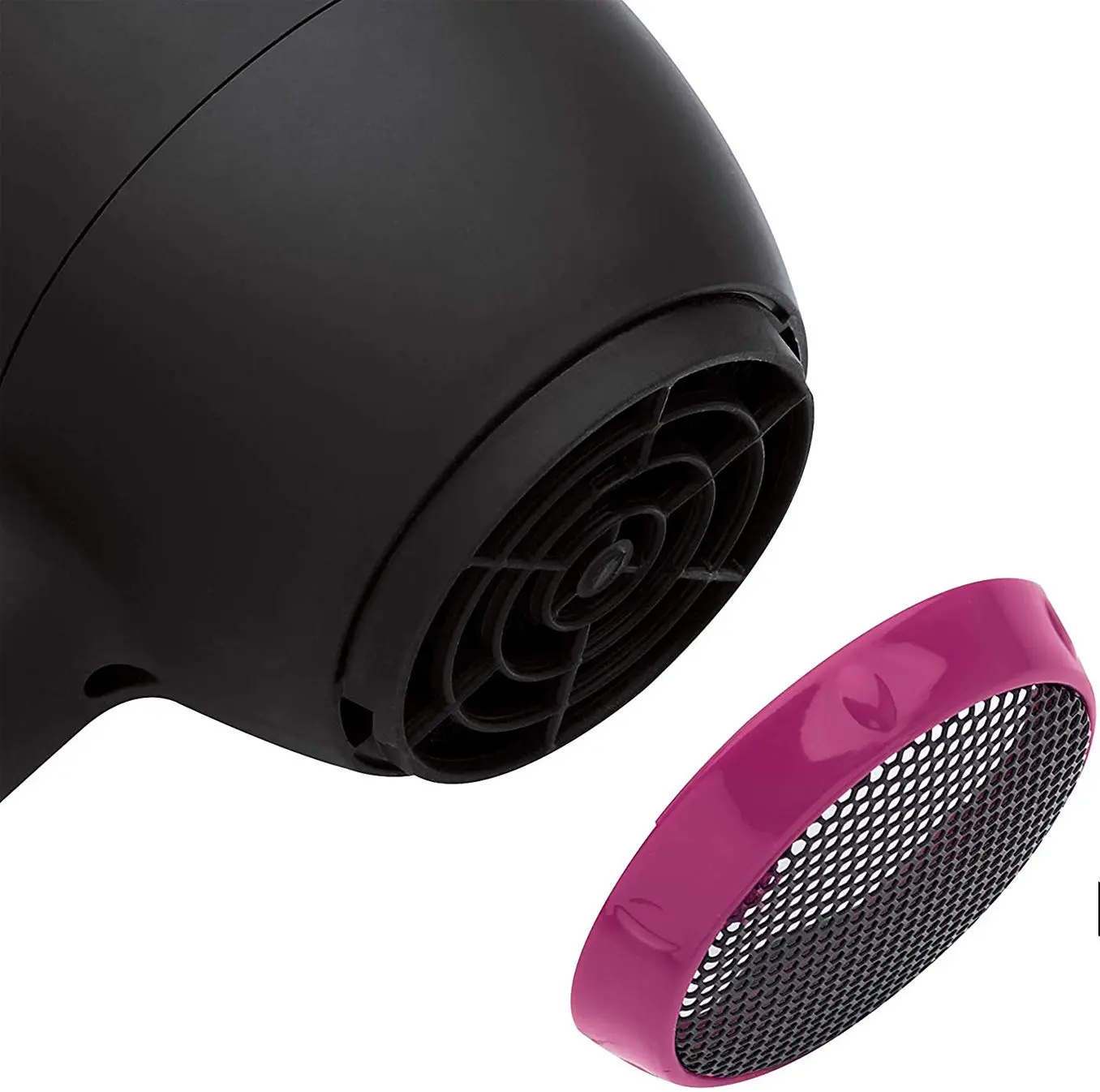 The Revlon Fast and Light Hair Dryer in black boasts 2000 watts for quick drying, ionic ceramic grille for frizz control, and includes a smoothing concentrator.