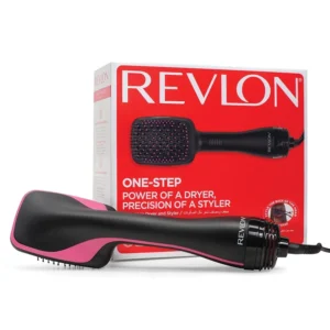 The Revlon One-Step hair dryer and styler features a large paddle design with flexible, tangle-free bristles for smooth, frizz-free results.