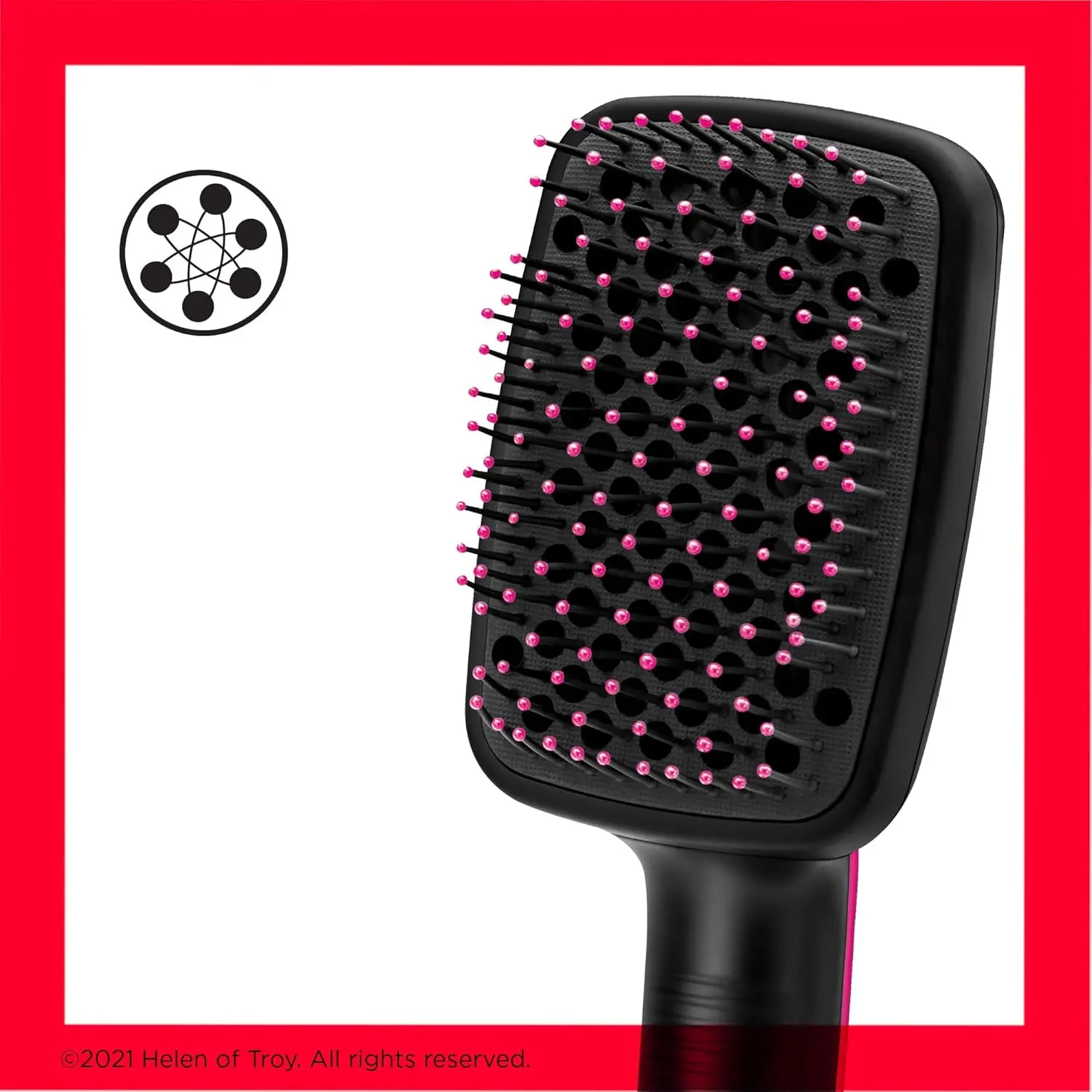 The Revlon One-Step hair dryer and styler features a large paddle design with flexible, tangle-free bristles for smooth, frizz-free results.