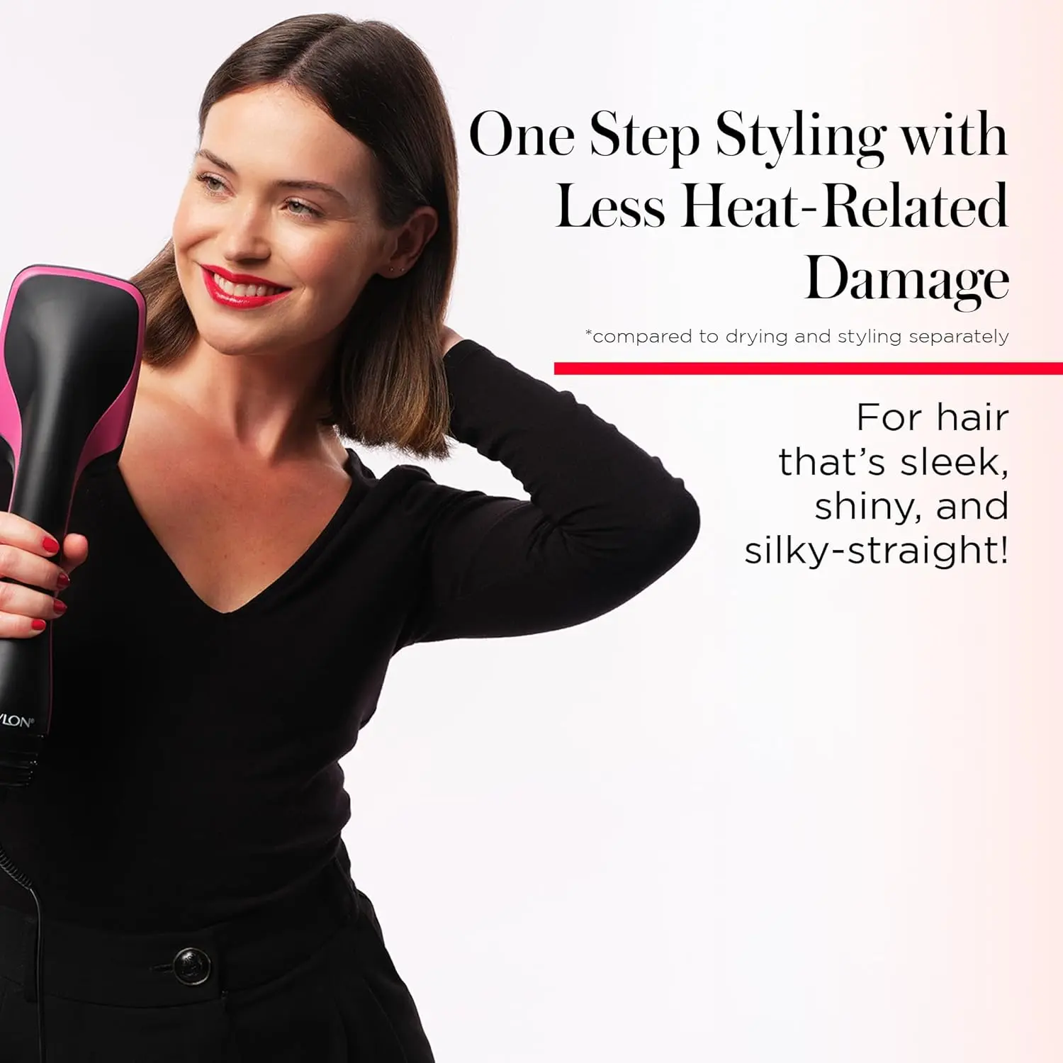 The REVLON One Step Hair Dryer and Styler detangles, dries, and smooths hair for fast, salon-quality results with less frizz.