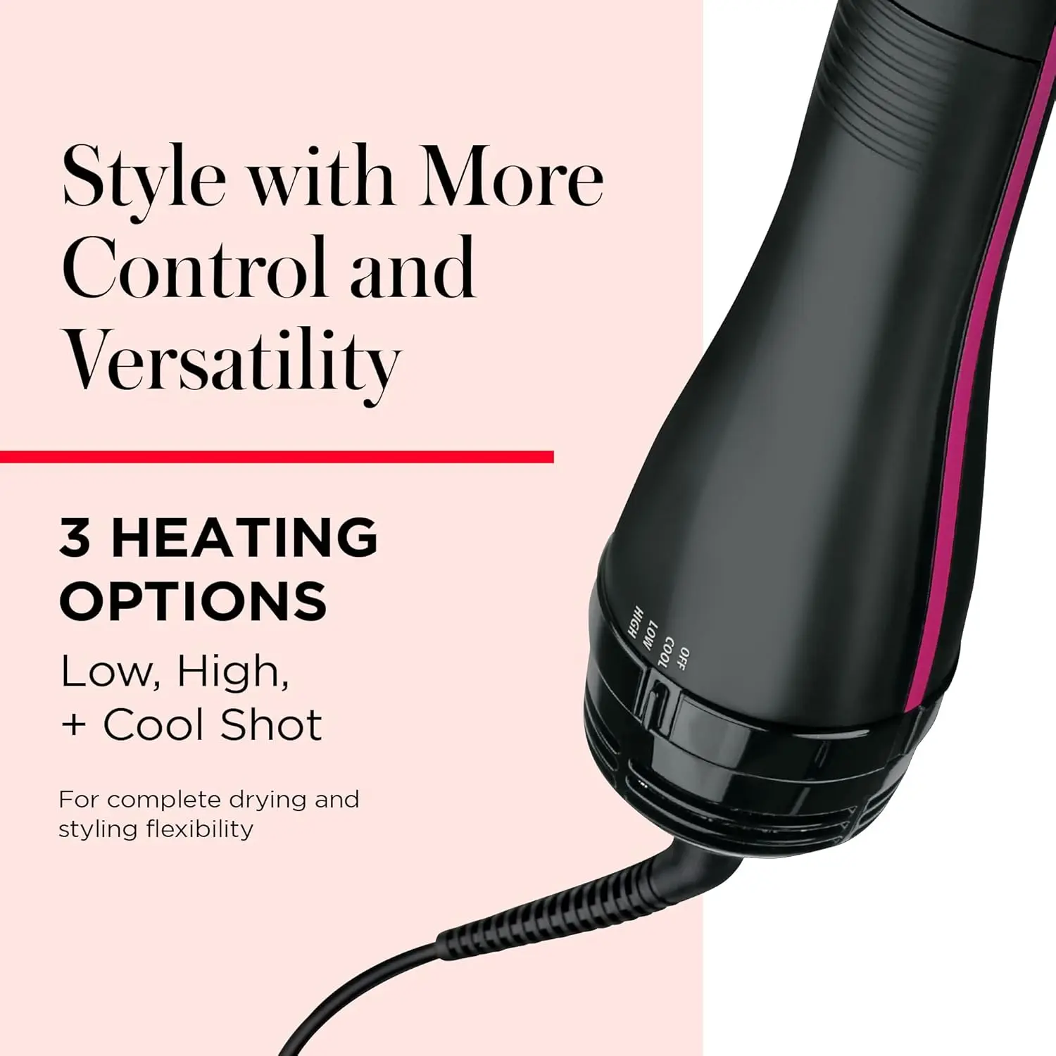 The REVLON One Step Hair Dryer and Styler detangles, dries, and smooths hair for fast, salon-quality results with less frizz.