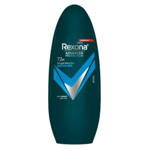 Rexona Men Active Dry antiperspirant deodorant roll on offers 72-hour sweat and odor protection with MotionSense technology for all day freshness.