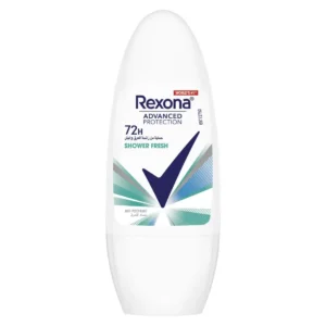 Rexona Women Shower Fresh Antiperspirant Deodorant Roll On provides 72-hour sweat and odor protection with MotionSense technology for long-lasting freshness.