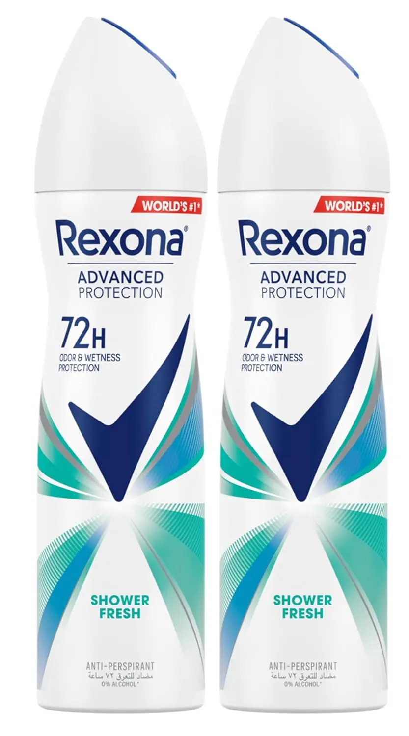 Rexona Women Shower Fresh Antiperspirant Deodorant Spray provides 72-hour sweat and odor protection with MotionSense technology.