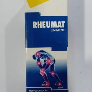 Two bottles of Nagarjuna Rheumat Liniment herbal concentrate, recommended for body pains and made with a combination of various herbs.