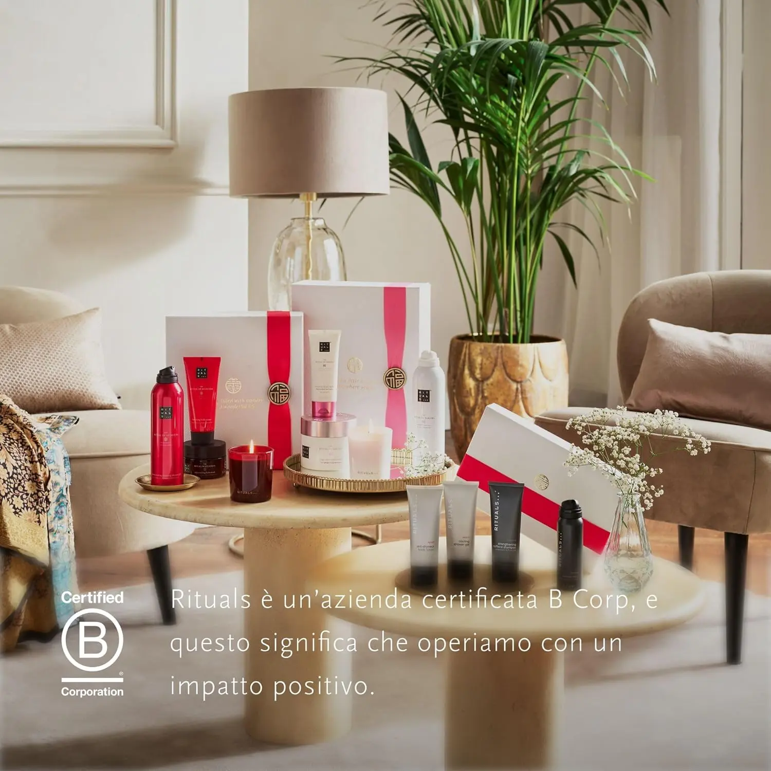 RITUALS Homme gift set featuring shower foam, shampoo, shower gel, and body cream formulated with bamboo, mint and cedar wood for invigorating men's skin care.