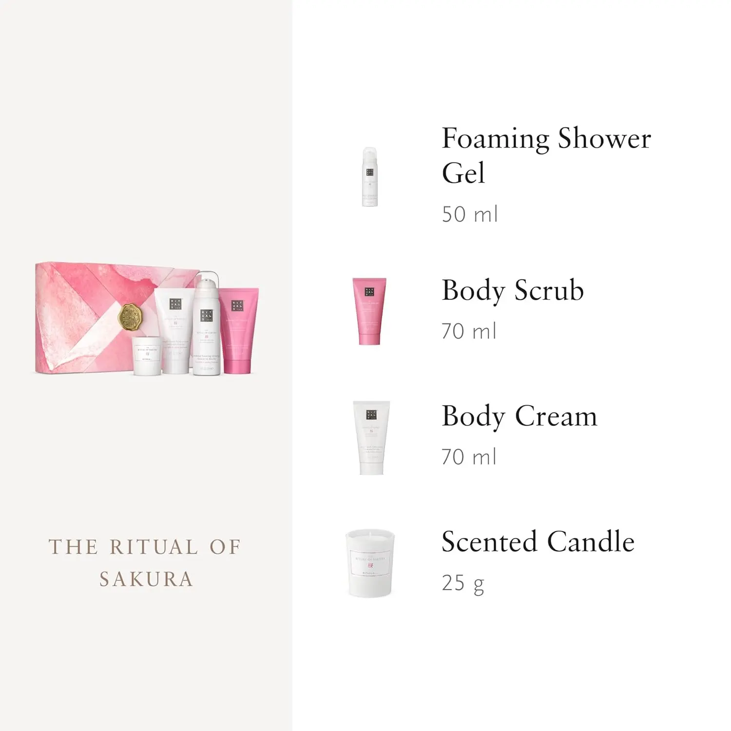 The Rituals THE RITUAL OF SAKURA SMALL SET 2023 gift set for women features a curated selection of body care products in a small size.
