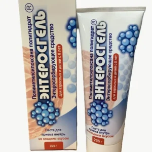 RIXET Enterosgel is a toxin-binding gel from Russia in a 225-gram tube, designed for gut cleansing and comes with an English user manual.