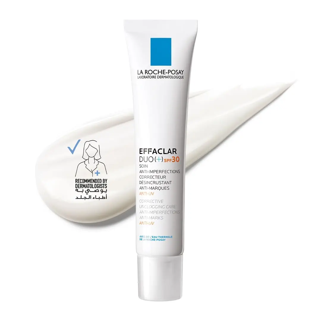 La Roche-Posay Effaclar Duo+ SPF 30 is a gel-cream acne treatment that protects oily, imperfection-prone skin from sun damage and hyperpigmentation while providing 24-hour hydration.