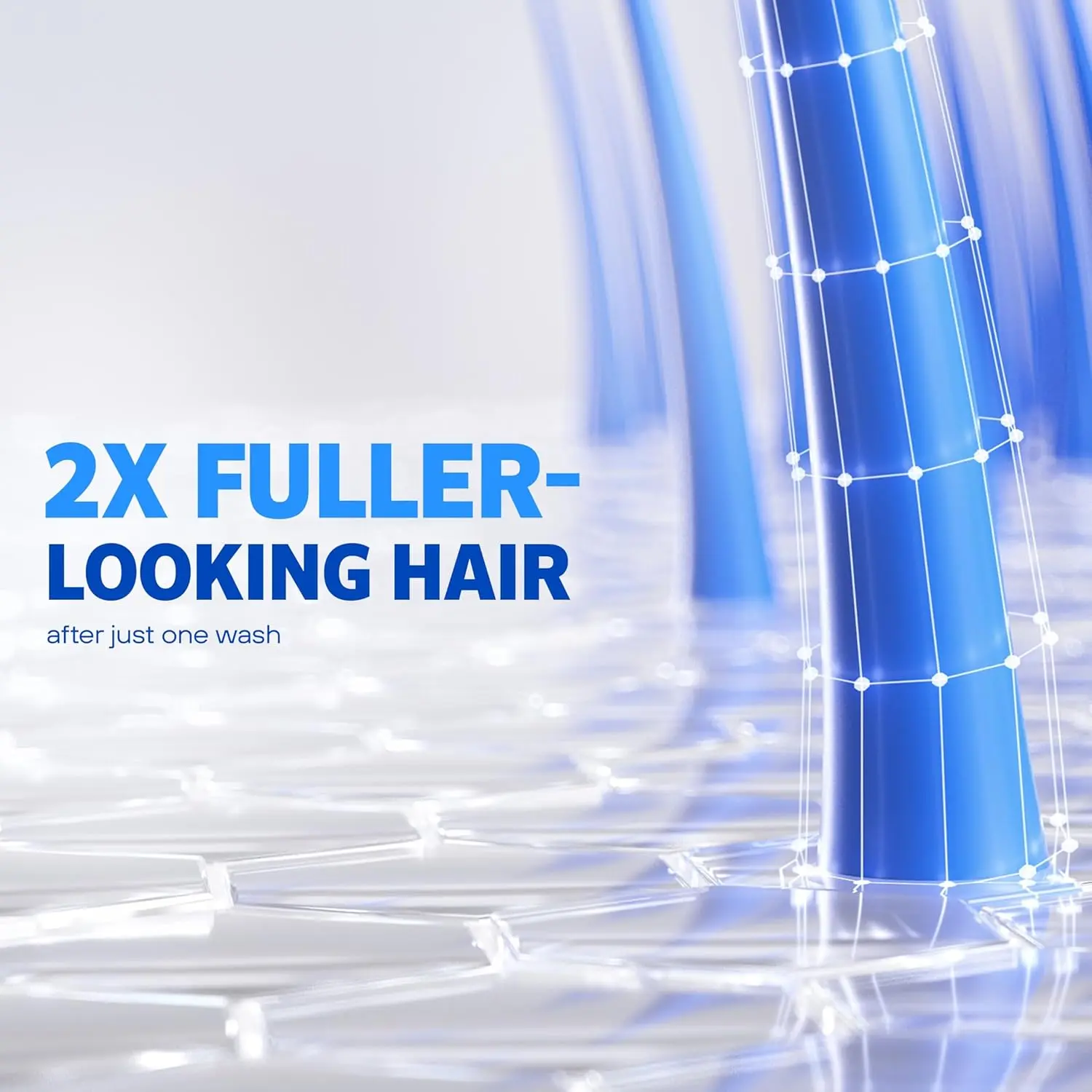 Rogaine Men's Thickening 2 in 1 Shampoo and Conditioner with rosemary oil, keratin, and citric acid for visibly thicker and stronger hair.