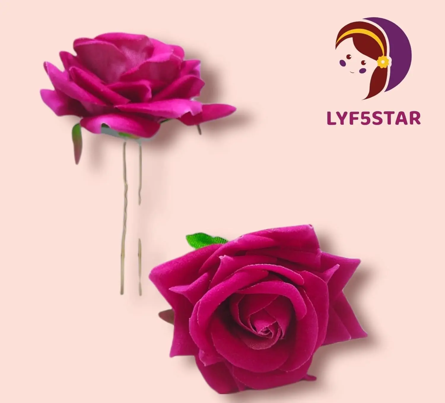 This set features four handmade dark pink rose hair pins, perfect for adding a touch of floral elegance to weddings, parties, or everyday hairstyles.