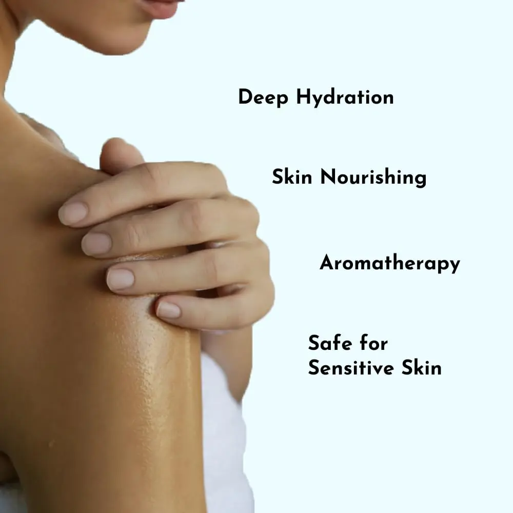 Herb & Root rose and sandalwood bath oil is a multi-use moisturizer crafted with almond, rice bran, and grapeseed oil.