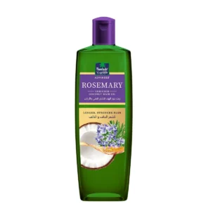 Parachute Advansed rosemary and coconut hair oil promotes long, strong hair with a healthy shine and is suitable for pre and post wash use.