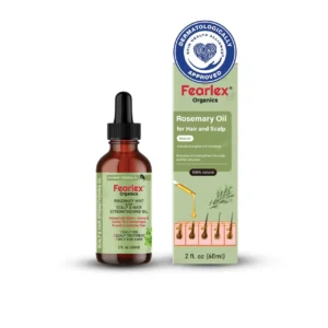 Fearlex rosemary mint hair oil infused with biotin promotes healthy hair growth, strengthens hair, and nourishes the scalp with natural organic ingredients.