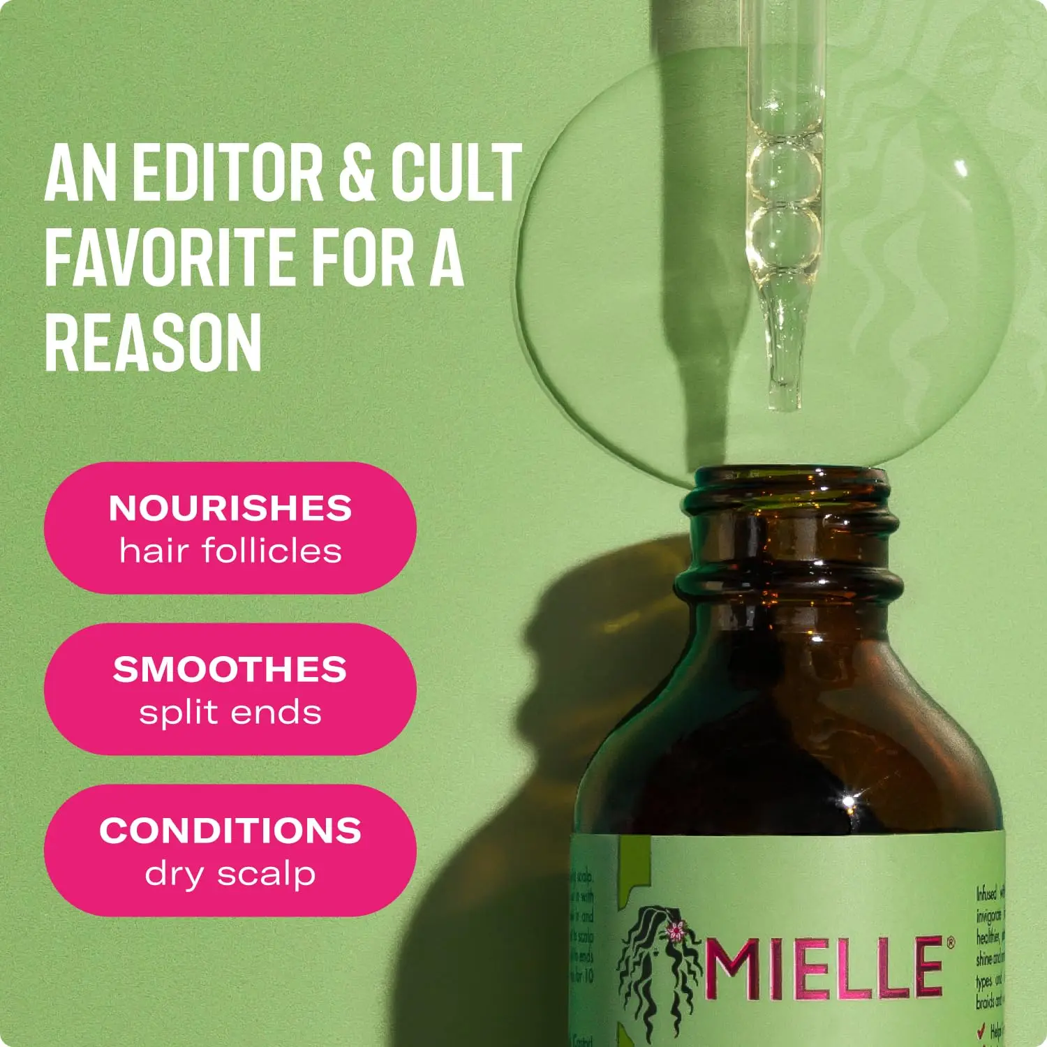 Mielle Rosemary Mint hair oil infused with biotin to nourish and strengthen hair and encourage growth.