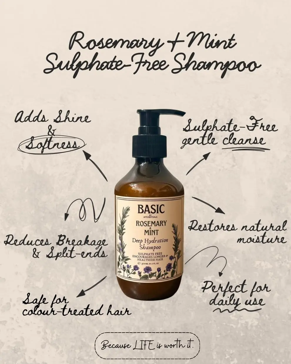 This premium rosemary mint hair care set with shampoo and conditioner offers a refreshing and nourishing experience for revitalized hair.