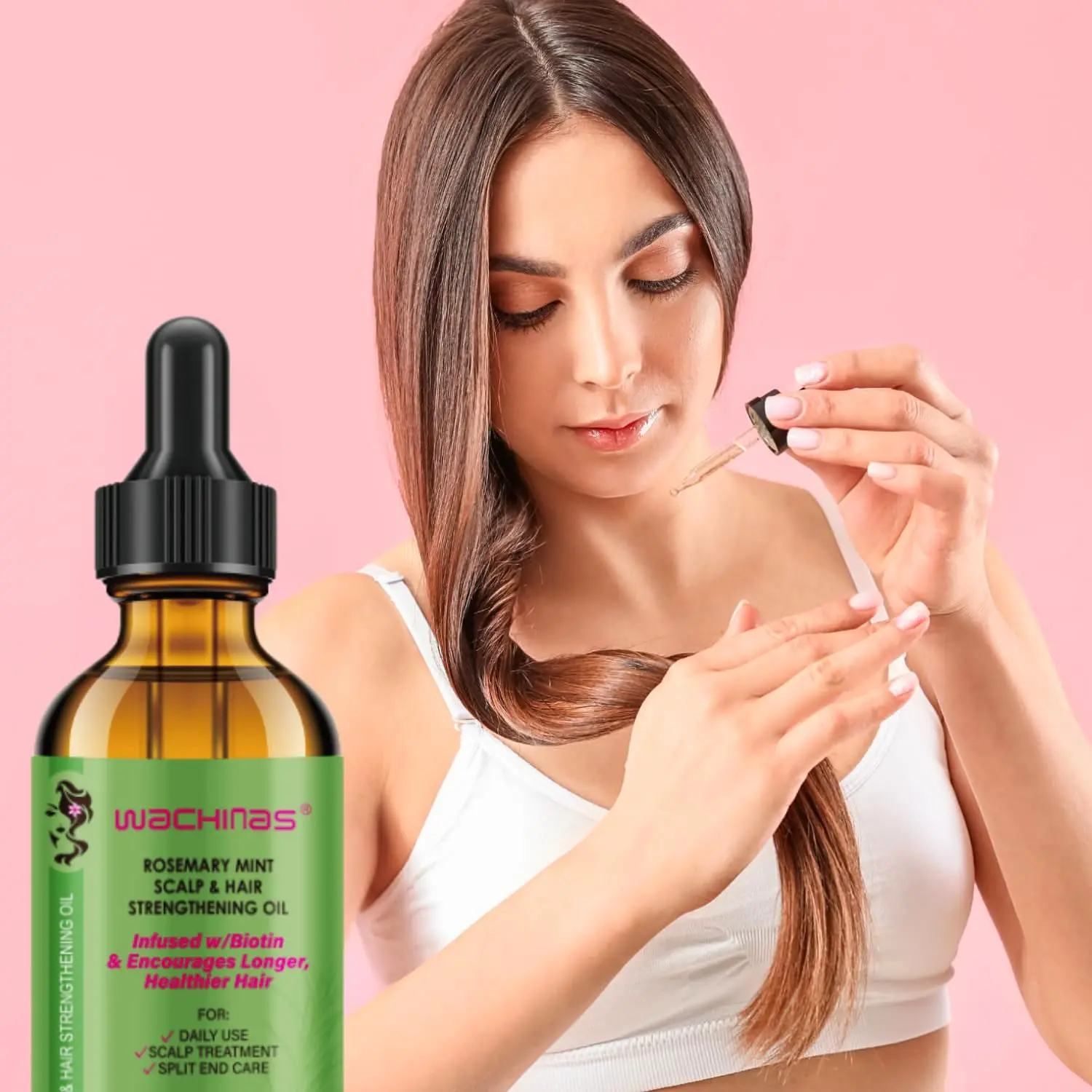 This rosemary oil infused with biotin promotes hair growth, strengthens roots, and nourishes the scalp for thicker, fuller hair.