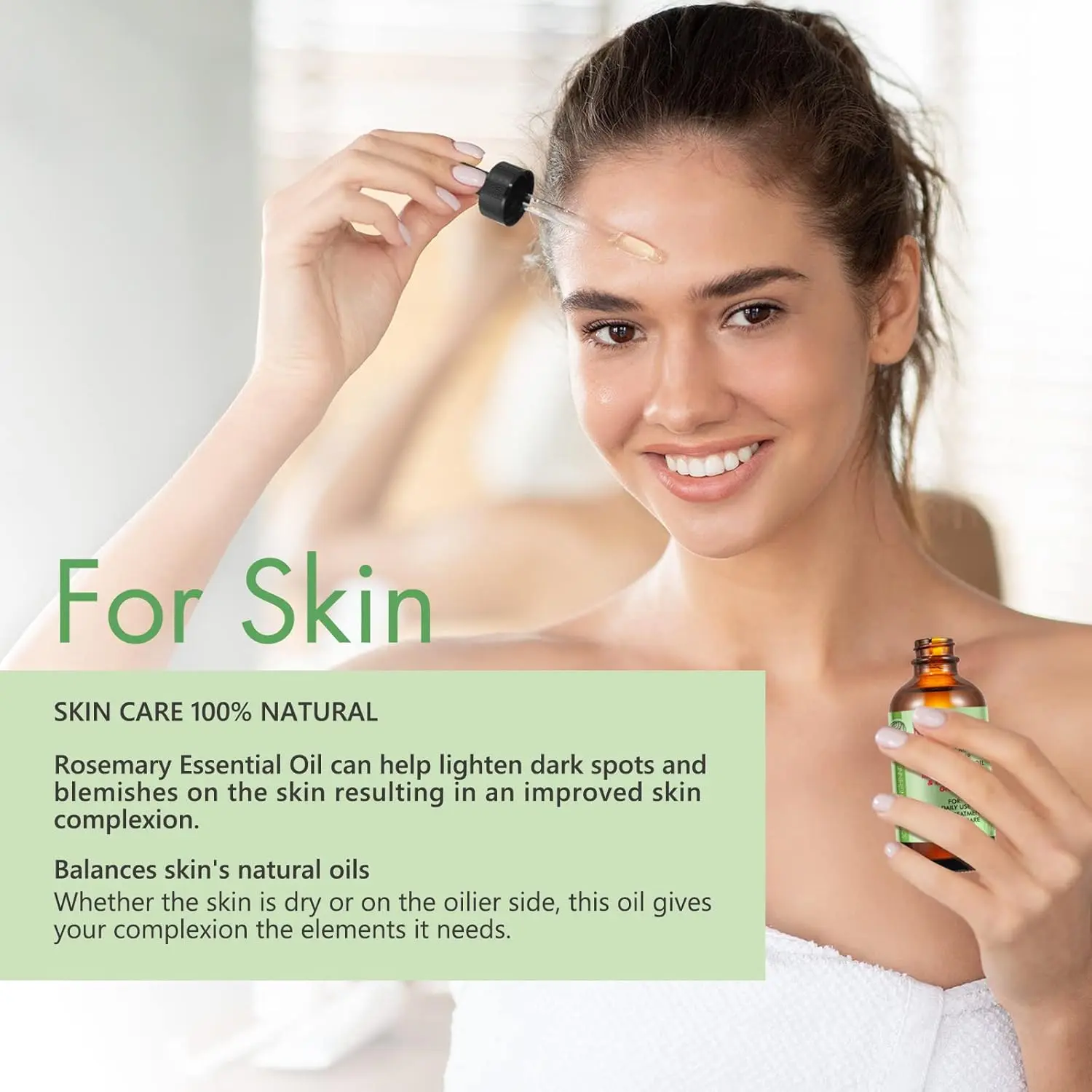 This bottle of rosemary oil with biotin is an organic essential oil serum that helps stimulate hair follicles, prevent hair loss, repair damaged hair, moisturize dry scalp, and promote hair growth.