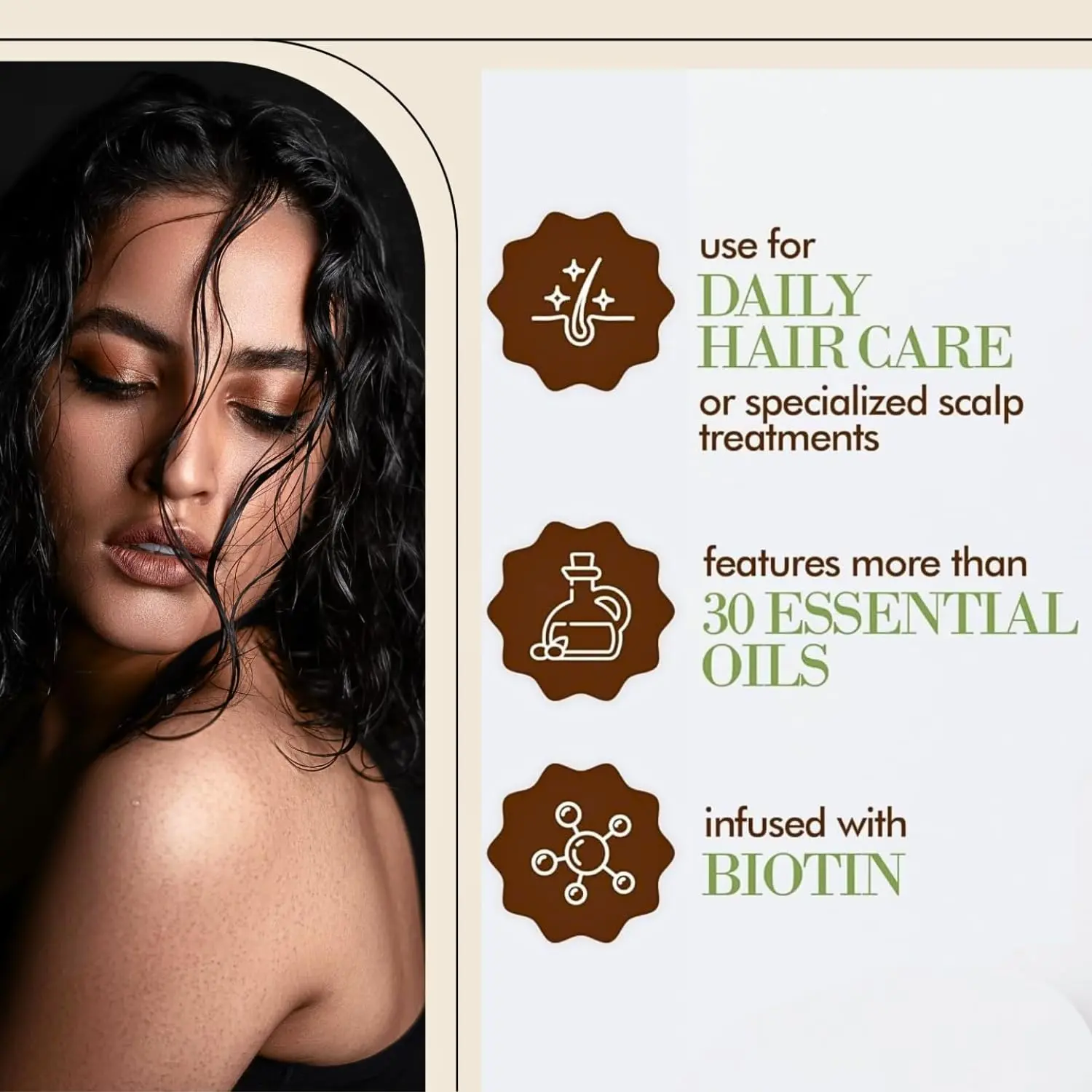 This rosemary oil infused with biotin promotes hair growth, strengthens roots, and nourishes the scalp for thicker, fuller hair.