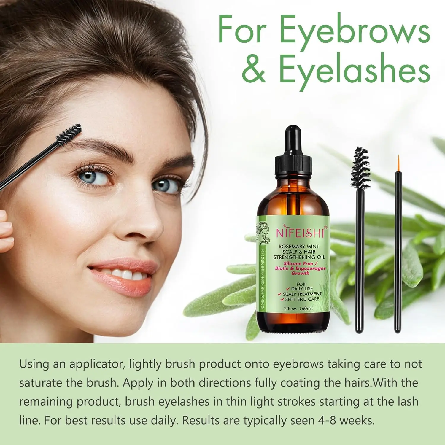 This bottle of rosemary oil with biotin is an organic essential oil serum that helps stimulate hair follicles, prevent hair loss, repair damaged hair, moisturize dry scalp, and promote hair growth.