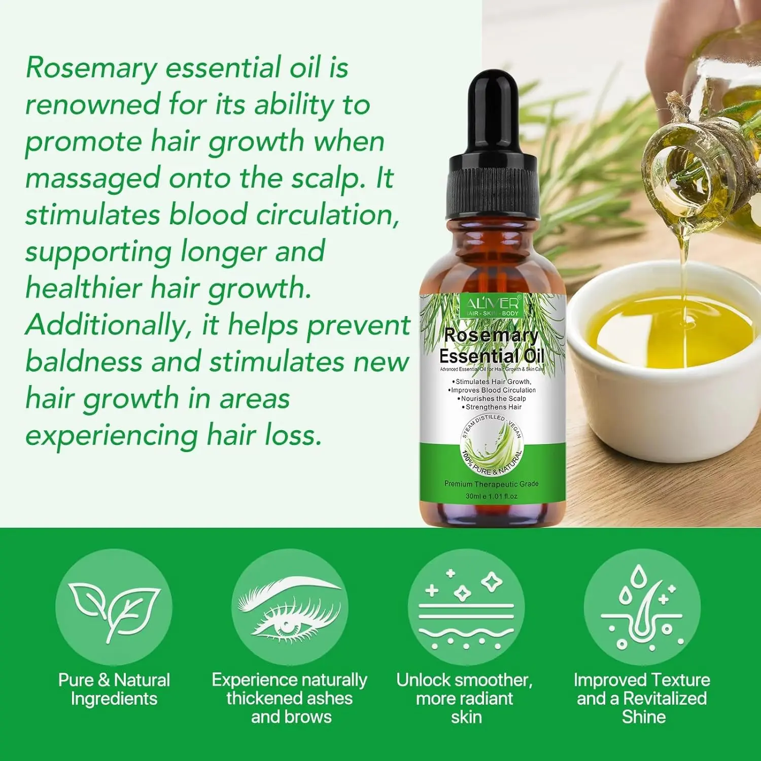 NIKITA.VIVI rosemary oil and scalp massager promotes hair growth, repairs damage, and revitalizes the scalp with a natural and organic formula.