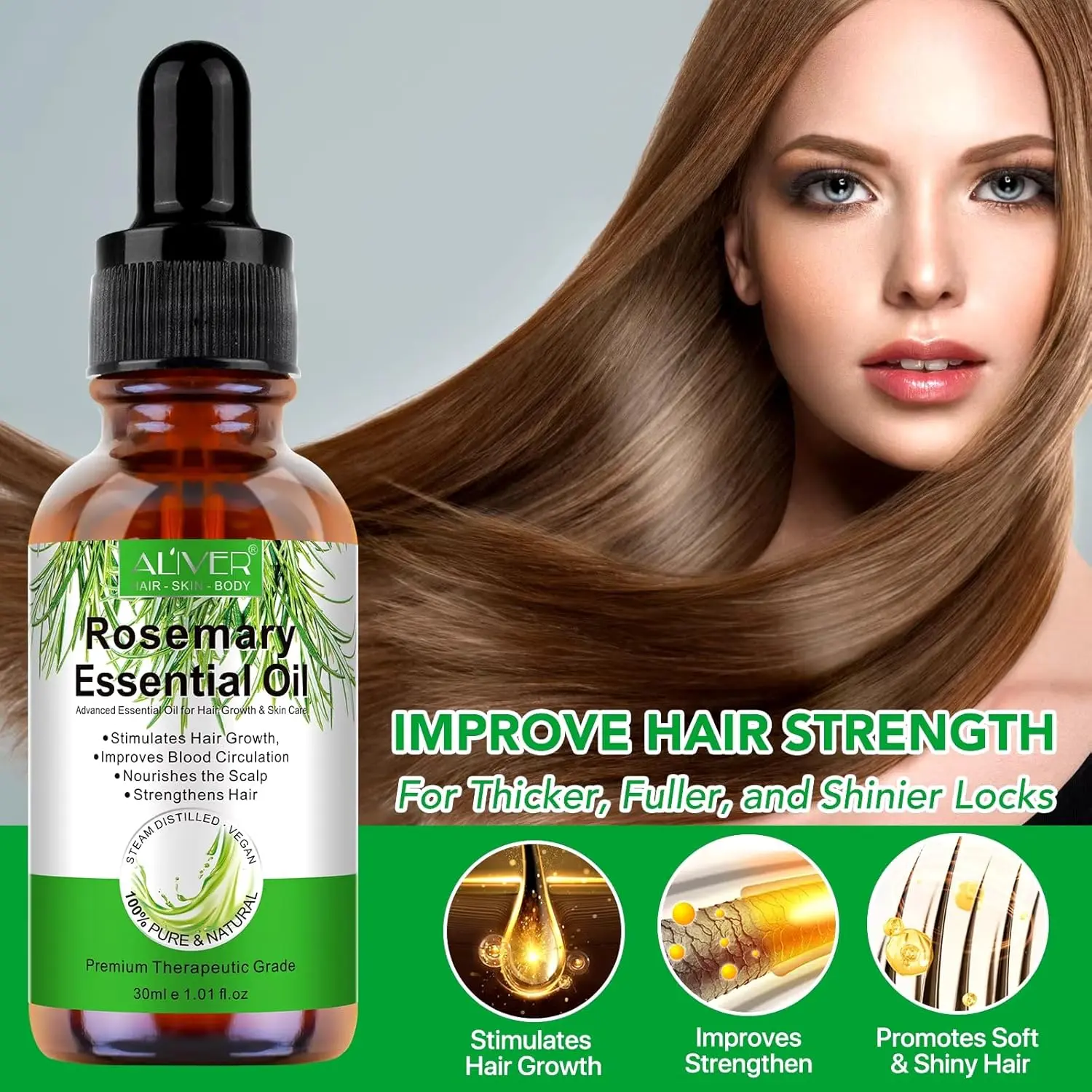 NIKITA.VIVI rosemary oil and scalp massager promotes hair growth, repairs damage, and revitalizes the scalp with a natural and organic formula.