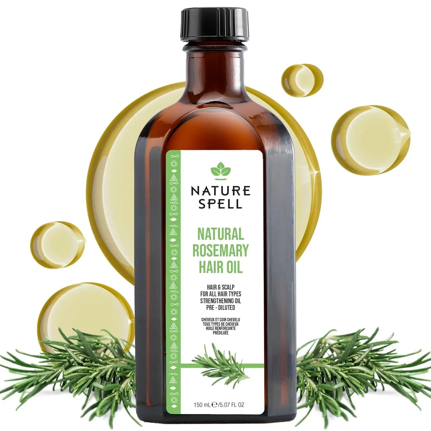 Nature Spell rosemary oil promotes hair growth and healthy skin with its cleansing and moisturising properties, made in the UK.