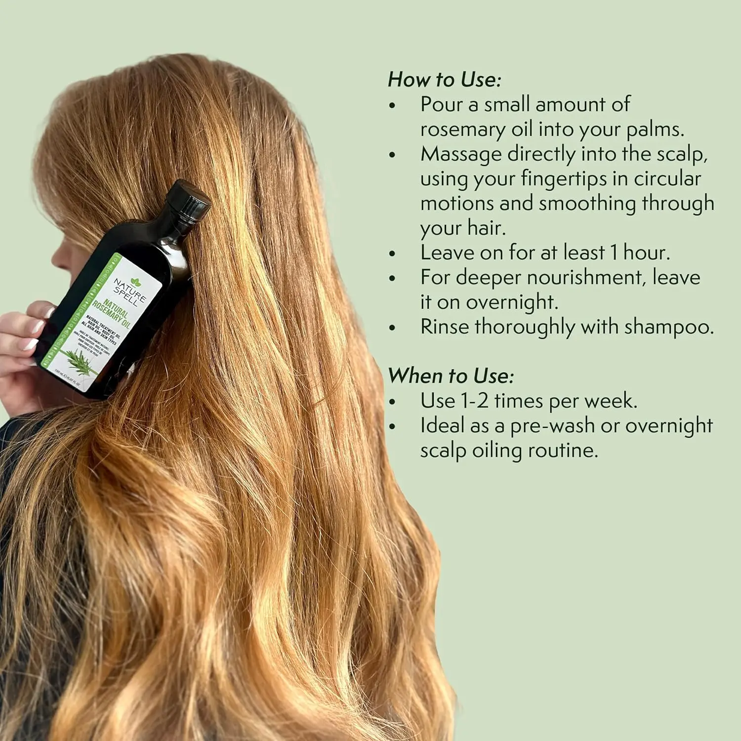 Nature Spell rosemary oil promotes hair growth and healthy skin with its cleansing and moisturising properties, made in the UK.