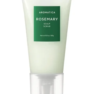 AROMATICA rosemary scalp scrub with sea salt exfoliates and purifies the scalp, stimulating hair roots and promoting a refreshed, healthy scalp.