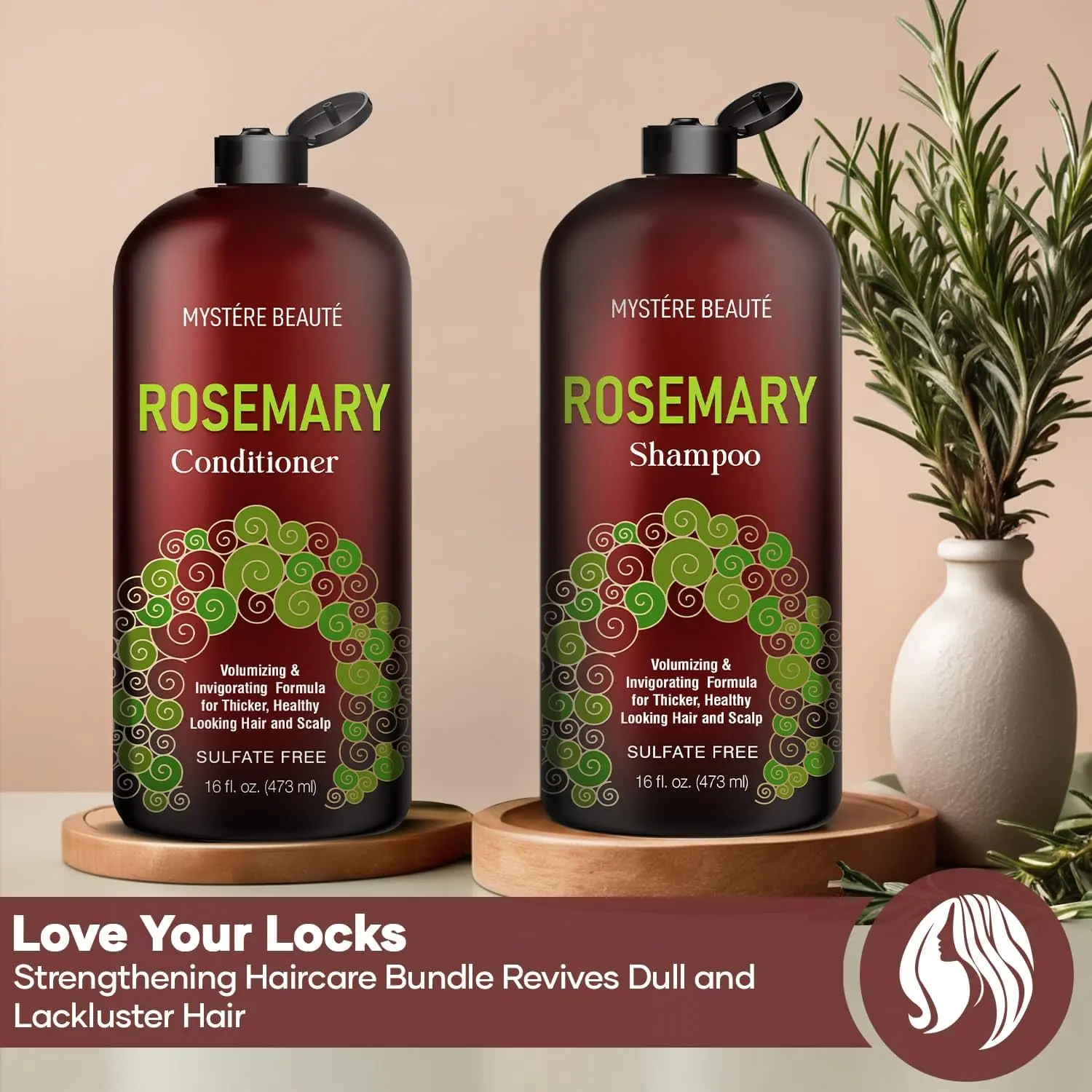 Rosemary shampoo and conditioner set with hair mask, perfect gifts for women and best friends seeking hair growth and hydration.