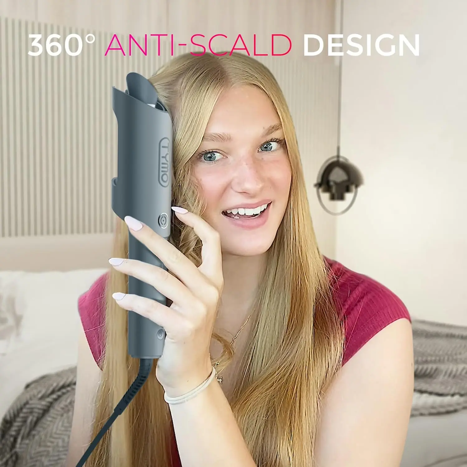 This automatic rotating curling iron with a unique hair guide creates consistent, tangle-free curls every time.