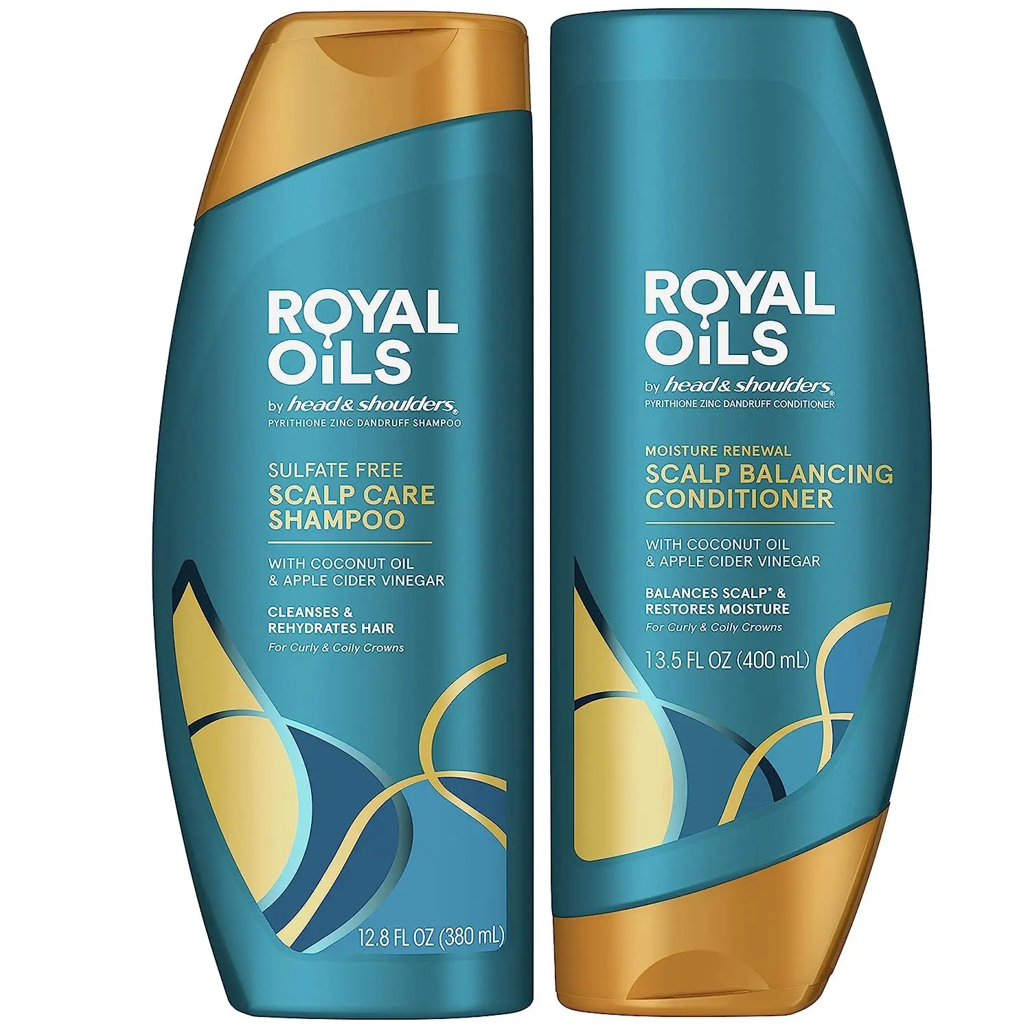 The Head and Shoulders Royal Oils shampoo and conditioner set restores scalp health and natural moisture to curly and coily hair, leaving it soft, beautiful, and dandruff-free.