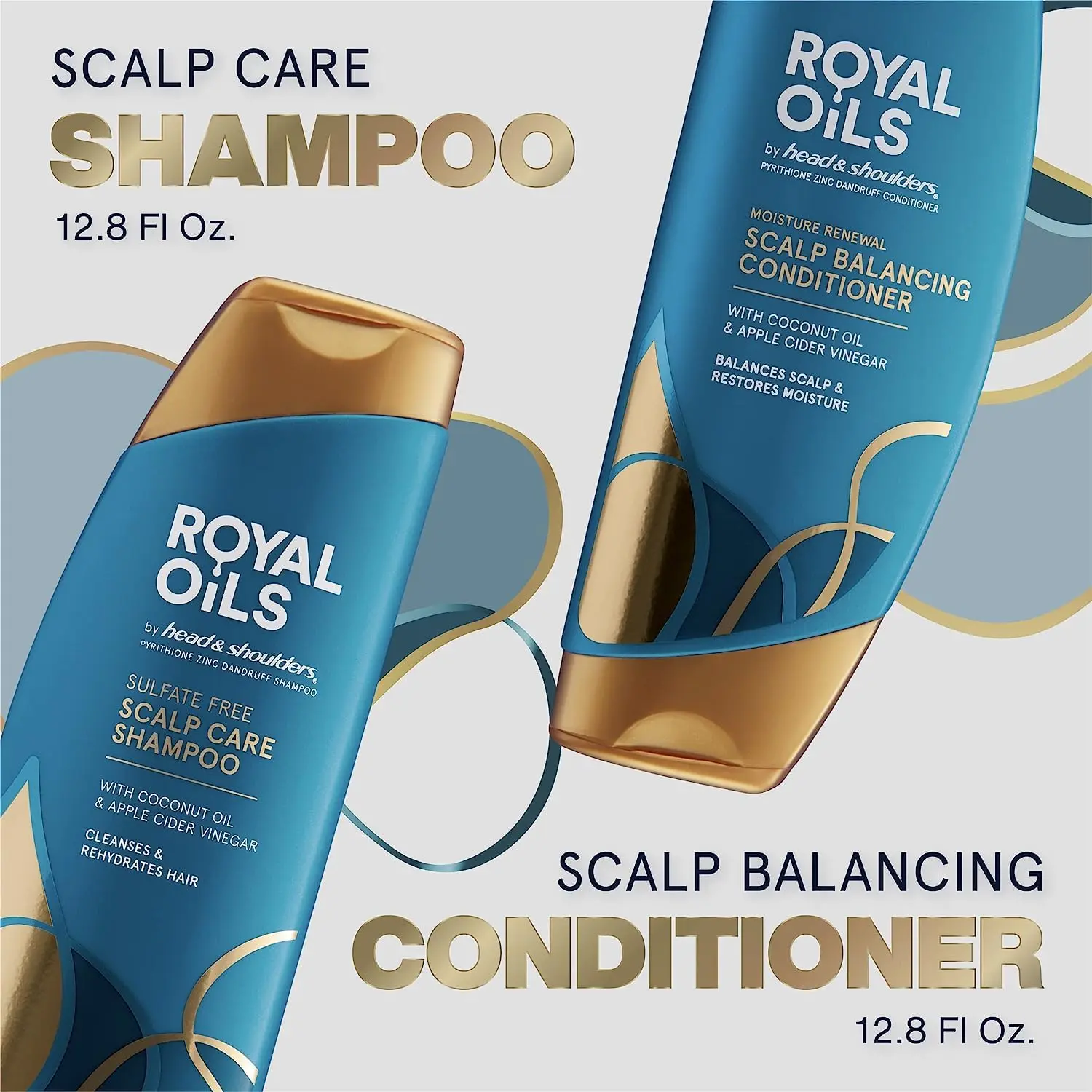 The Head and Shoulders Royal Oils shampoo and conditioner set restores scalp health and natural moisture to curly and coily hair, leaving it soft, beautiful, and dandruff-free.