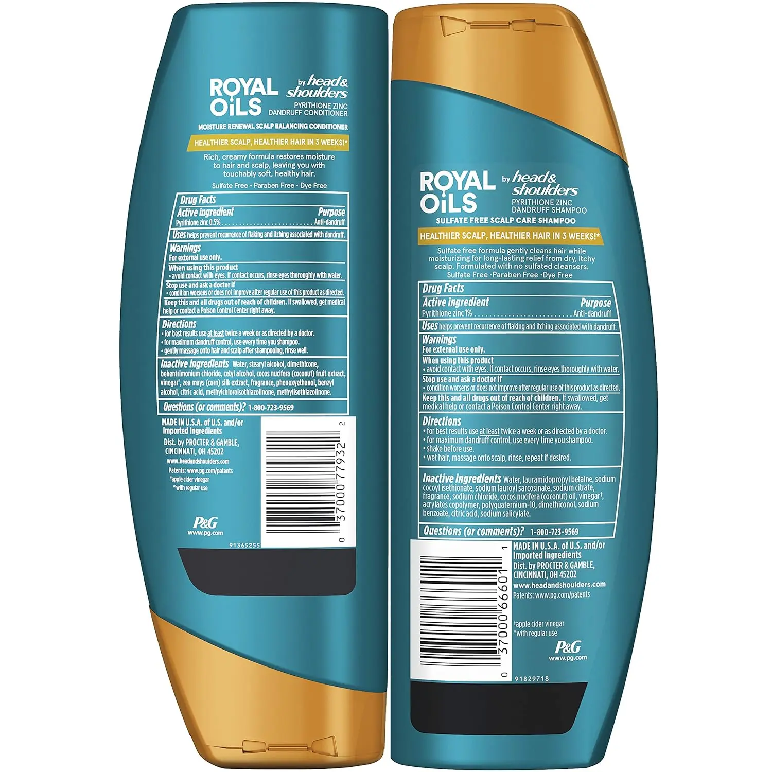 The Head and Shoulders Royal Oils shampoo and conditioner set restores scalp health and natural moisture to curly and coily hair, leaving it soft, beautiful, and dandruff-free.