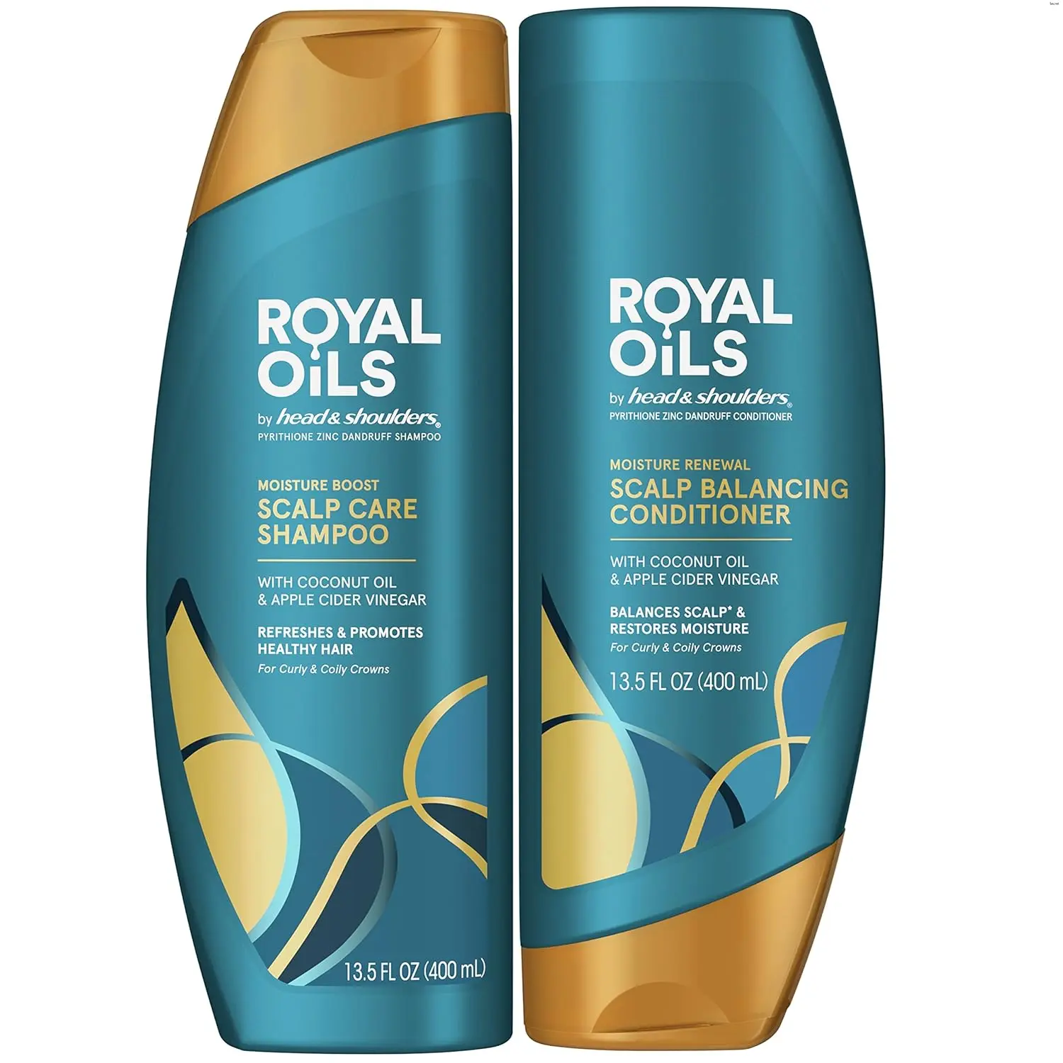 The Head and Shoulders Royal Oils shampoo and conditioner set restores scalp health and natural moisture to curly and coily hair, leaving it soft, beautiful, and dandruff-free.